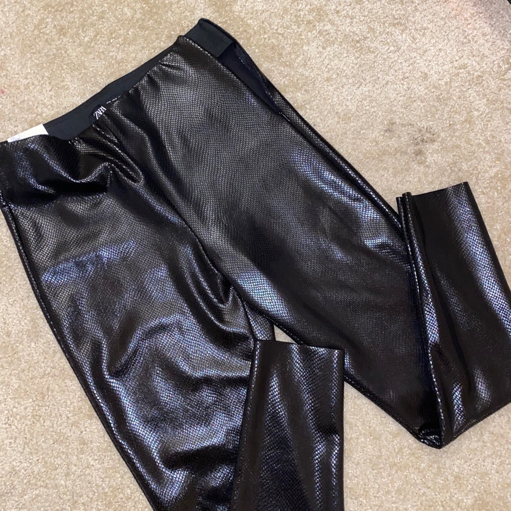 Crocodile print black pants